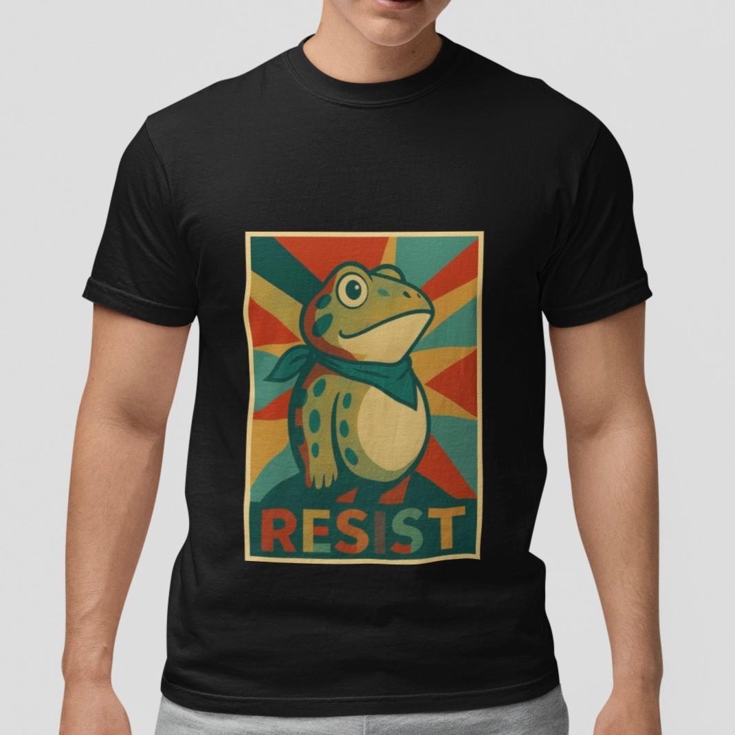 Portland Protest Frog T-Shirt Resist Graphic Tee Retro Political Art Unisex Stre S