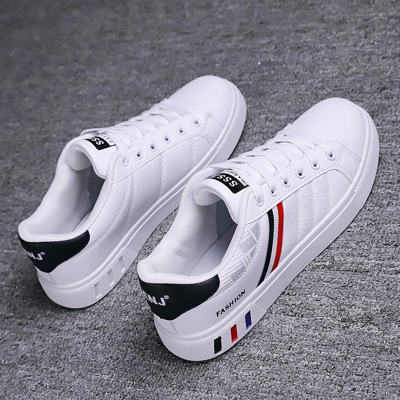 

Autumn Spring Men s Fashi Sports Casual Sneakers Male Students Daily Walking Running Black White Leather Skateboard Shoes 43