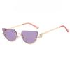 Half Frame Metal Cat's Eye Retro Elegant Ladies Fashion Sunglasses Suitable for Summer Vacation Beach Accessories