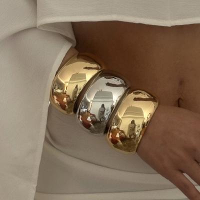 Přehnané Punkové Hladké Těžký Metal Hrubé Letní Náramky Ženy Hip Hop Zlatá Barva Náramek na Paži Steampunk Muži Šperky