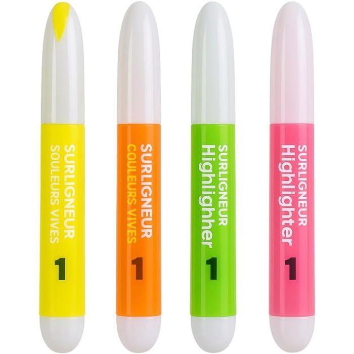 Pack of 4 Highlighters Assorted Colors Compact Size