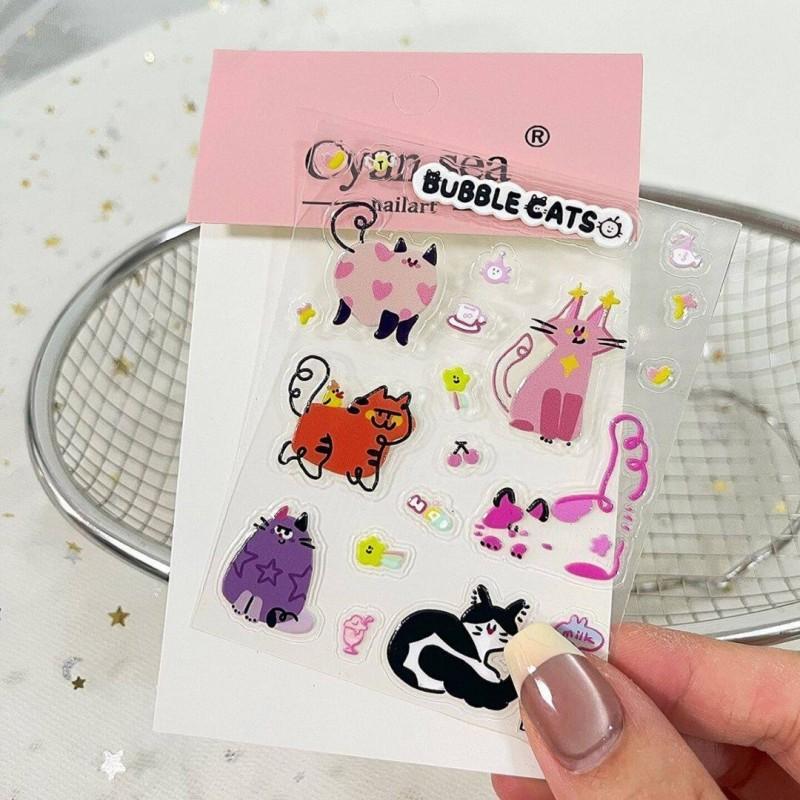 Ins Cartoon Cat Stickers 3D Relief Decal Decorative Kawaii Stickers Laptop Mobile Phone Case Diy Decals Party Favor