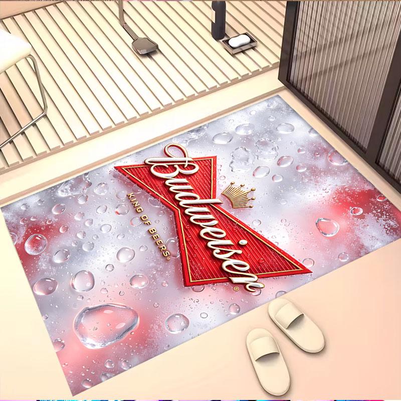 Budweiser Print Rug, Washable Floor Carpet, For Entryway Dorm Laundry Room Office Study, Home Decor Birthday Christmas Gift