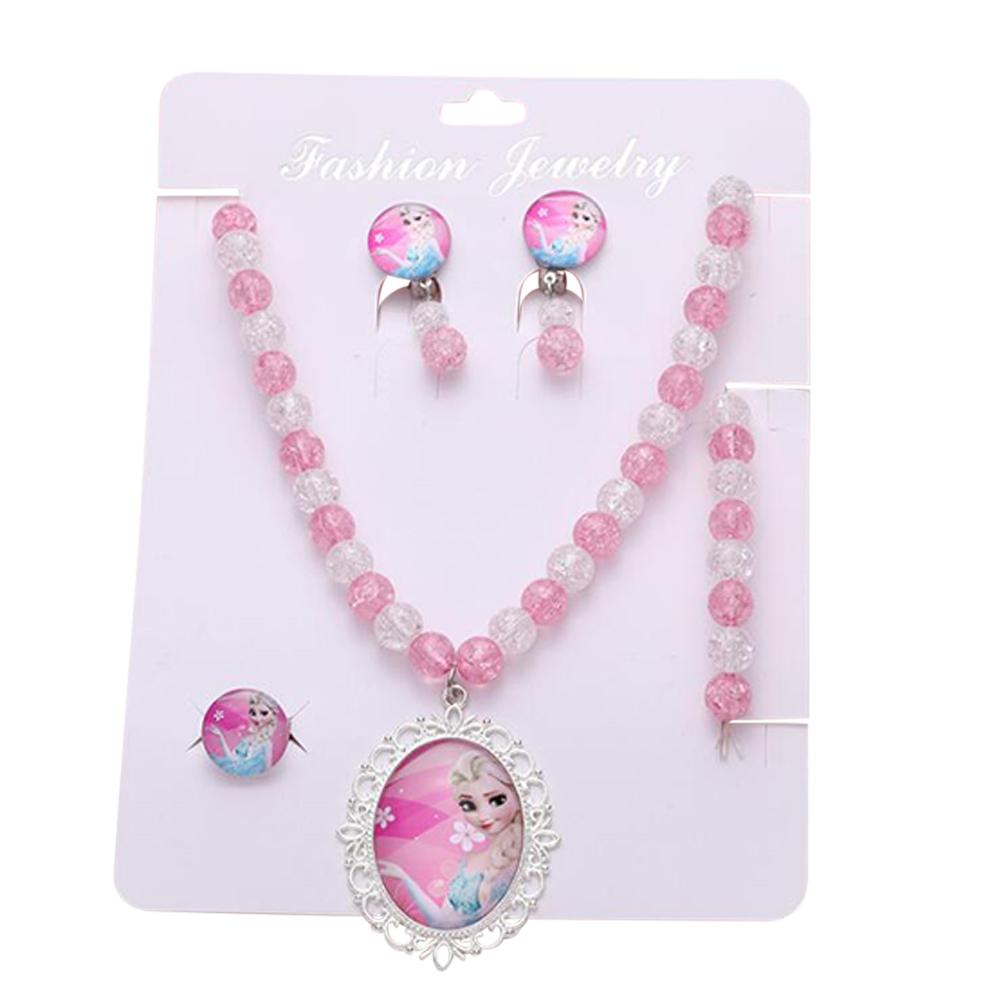 4pcs/set Children Jewelry Ring Necklace Earrings Bracelet Photography Props for Girls