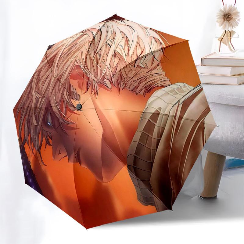 

1pc Samurai Warrior Design Automatic Folding Umbrella - Portable 3-Fold Design with Iron Frame, Perfect for Outdoor Use, Festive Gifts, Travel, Daily