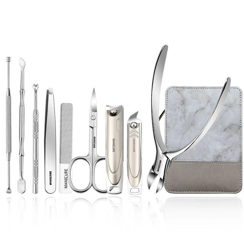 

Manicure Set Pedicure Sets Nail Clipper Stainless Steel Professional Nail Cutter Tools with Travel Case Kit сірий колір