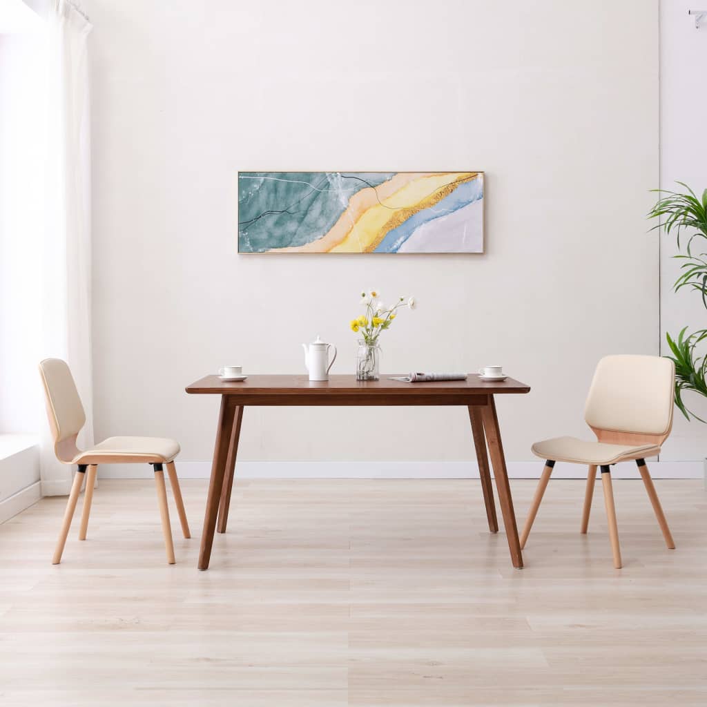 Dining Chairs 2 pcs Cream Coloured Faux Leather