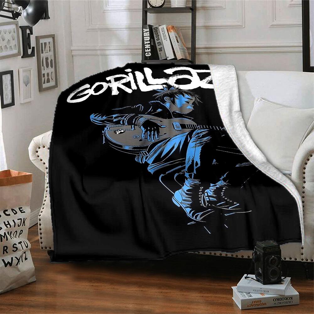 1 Stück Gorillaz Musik Weiche Flanell Ganzjahresdecke für Zuhause, Büro, Außenbereich Strapazierfähiger Komfort Weiche Warme Decke für Zuhause