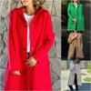 Women's Solid Hooded Midi Wool Blend Coat Long Sleeve Single Breasted Pocket Outerwear