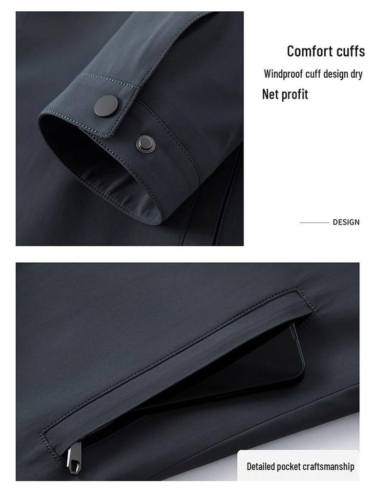 2025 Men's Spring/Autumn Business Jacket - Middle-Aged Fashion, Solid Color Lapel, Outdoor Administrative Style