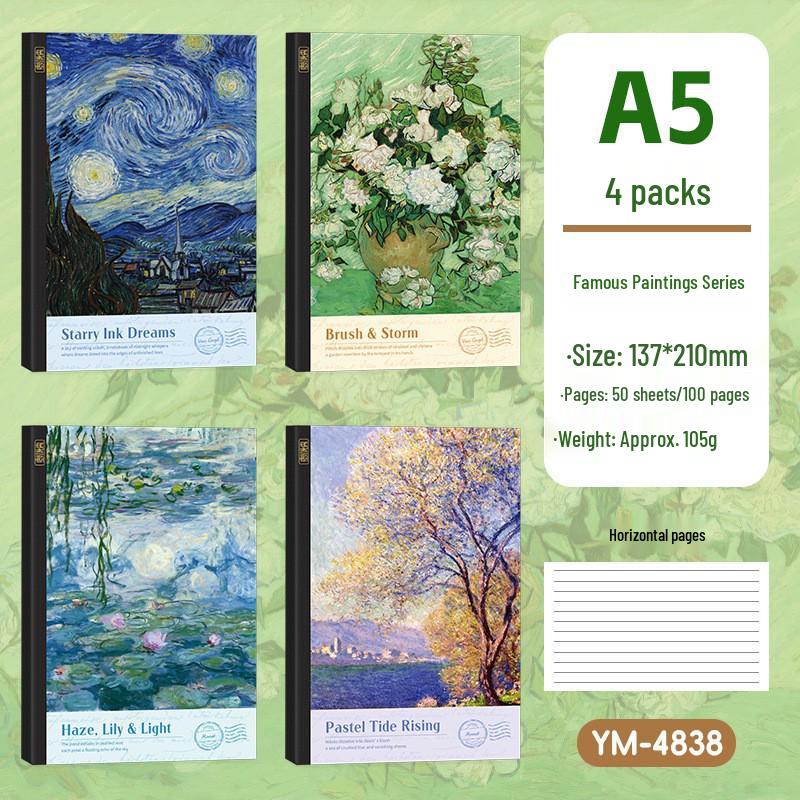 Famous Painting Student Notebook - A5 Lined Diary, Thickened for Children