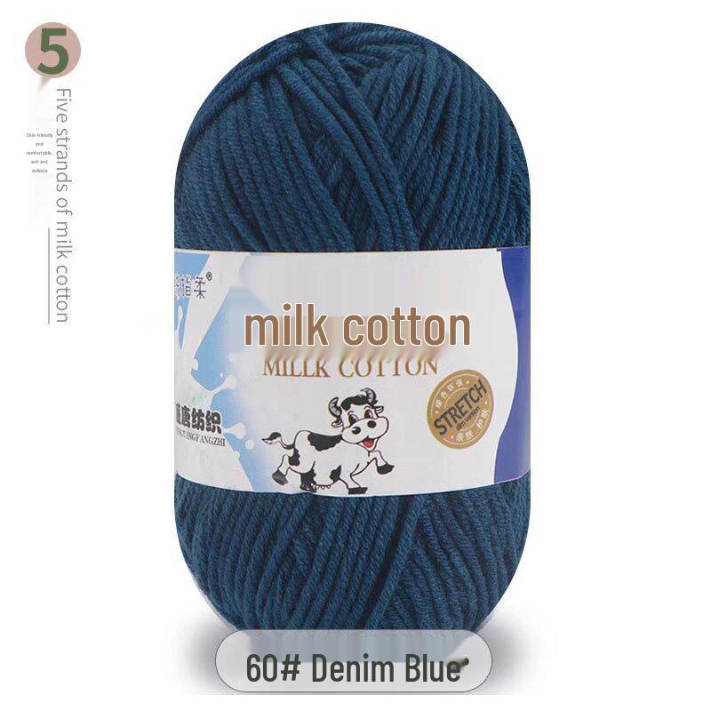 Five-Strand Milk Cotton Yarn for Crochet: Medium-Thick, Hand-Knitted DIY Kit for Dolls, Shoes, Scarves.