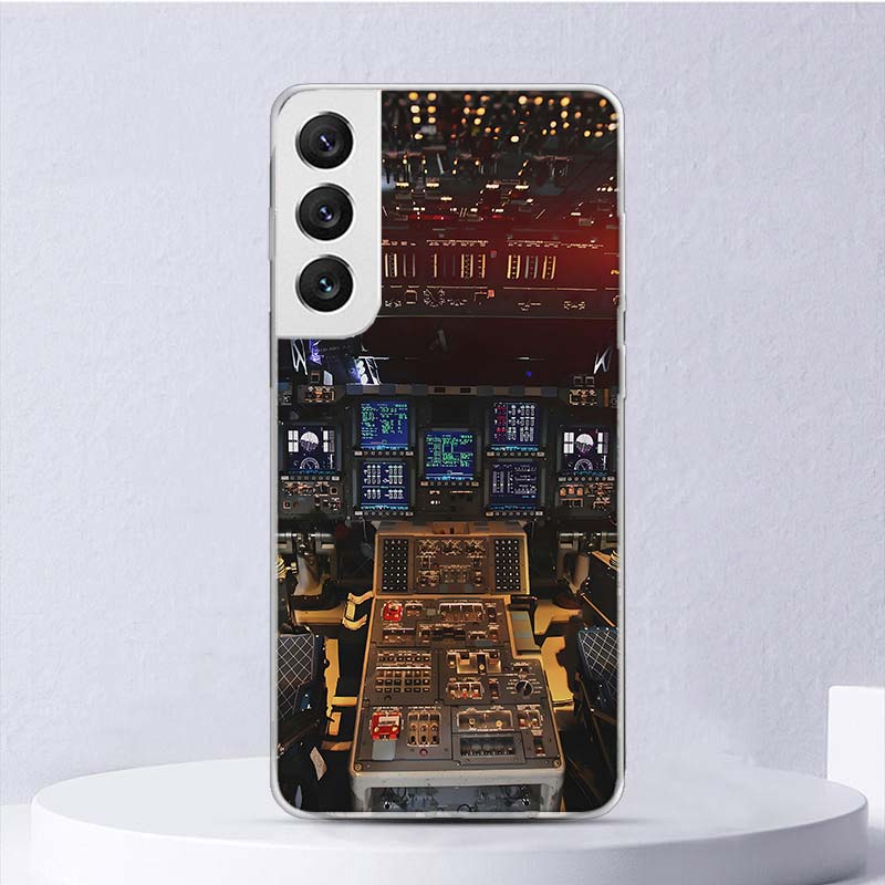 

Aviation Aeroplane Pilot Cockpit Soft Case For Samsung Galaxy S25 S24 S23 S22 Ultra Phone Cover S20 FE S21 Plus S25 Edge + Funda Samsung S23