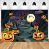 Halloween Party Decoration Hanging Cloth Pumpkin Witch Bat Castle Full Moon Night Photography Background Not Room Decoration
