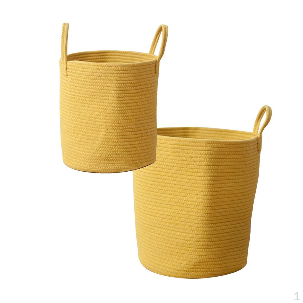2Size Yellow Rope Handle Storage Basket