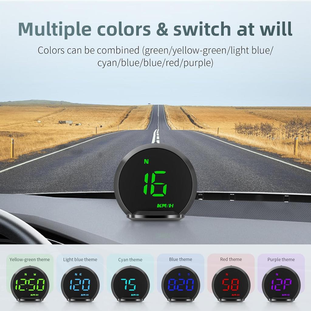 ACECAR Digital GPS Speedometer New HUD Car Head Up Display LCD Display With MPH Digital Speed Compass Direction Driving Distance Altitude Overspeed