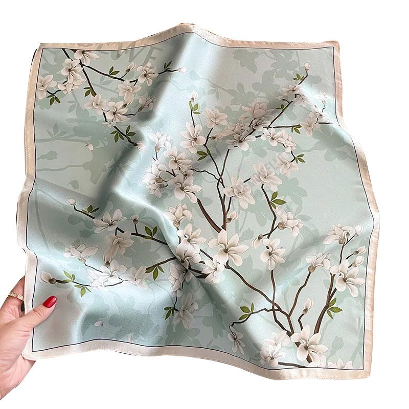 100% Silk scarf Bandana Women Square Scarves Wrap Kerchief Mulberry Spring Fashion Headband Hijab Shawls Foulard bufanda 2024