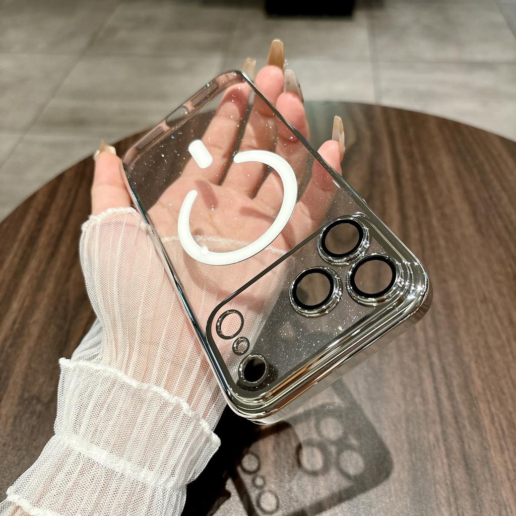 Electroplating PC Glitter for IPhone 17promax Phone Case Magnetic Suction for Apple 16 with Lens Film 15 Protective Cover