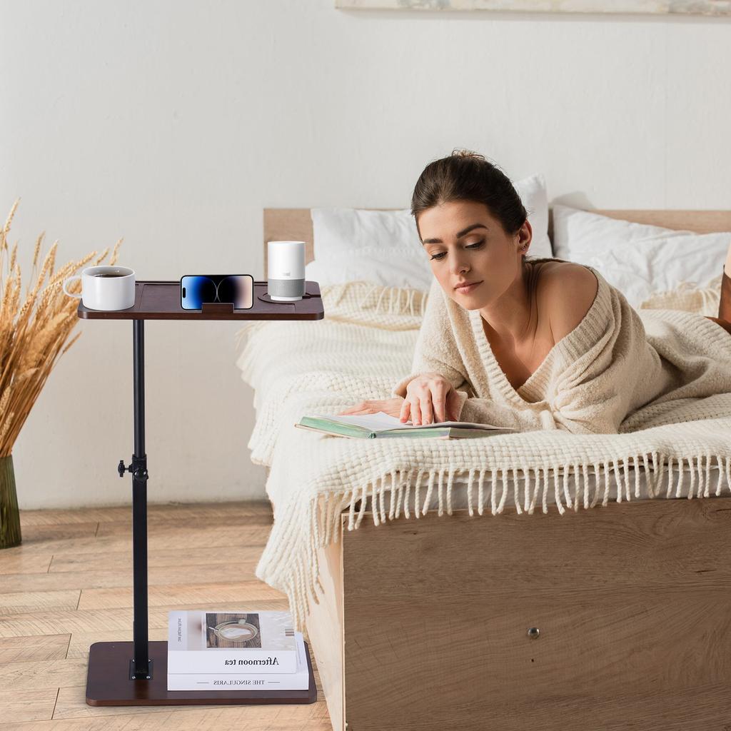 Simple Coffee Table Bedside Storage Rack Side Table Sofa Side Table with 2-Tier Storage Shelf Home Living Room