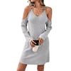 Elegant and Intellectual Style Women's Dress Autumn and Winter High Waist V-neck Short Dress