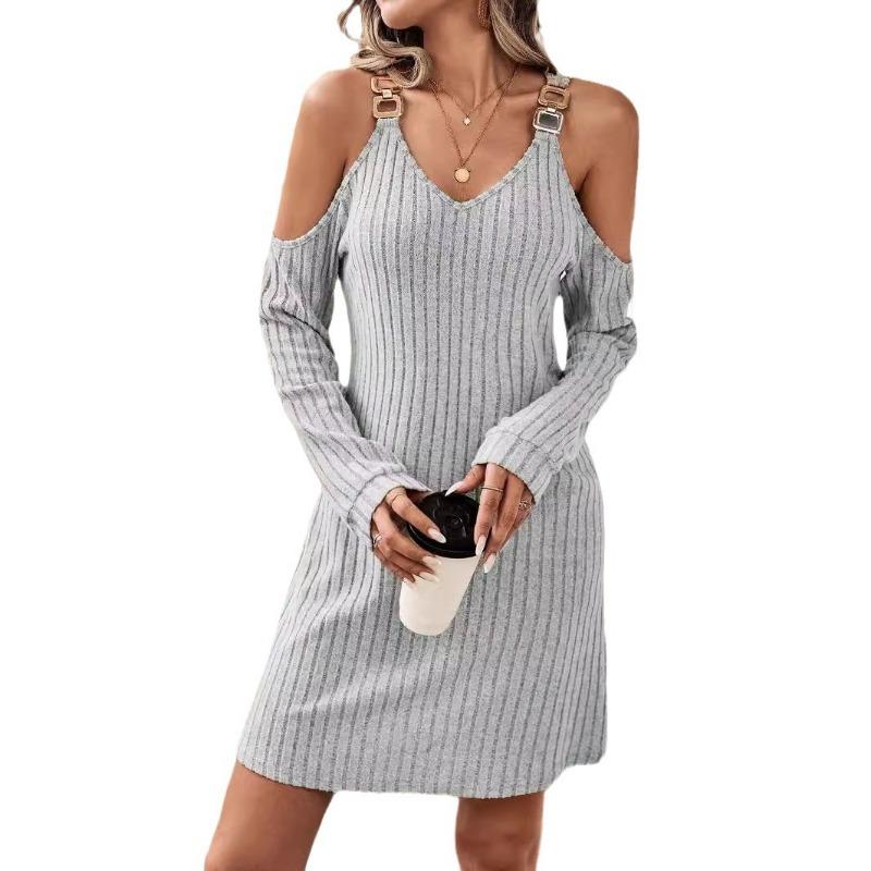 Elegant and Intellectual Style Women's Dress Autumn and Winter High Waist V-neck Short Dress