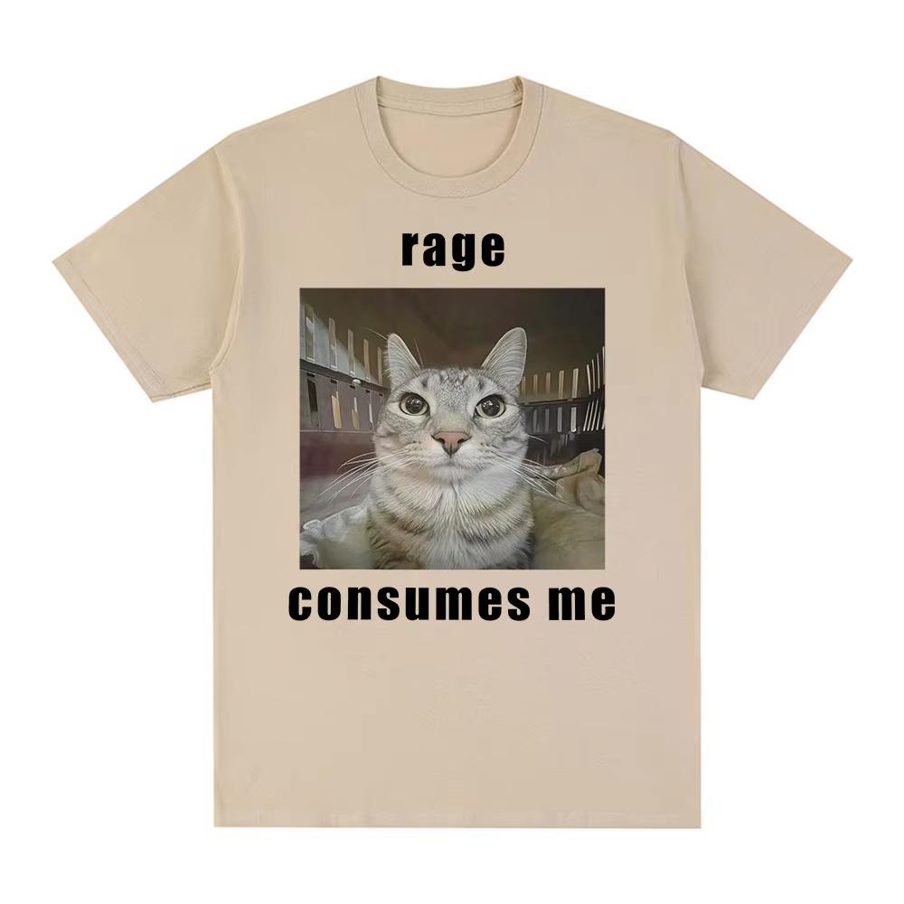 

Rage Consumes Me Funny Cat Meme Graphic T Shirt Fashion Vintage Short Sleeve T-shirts Men Women Casual Cotton Oversized T-shirts 4XL
