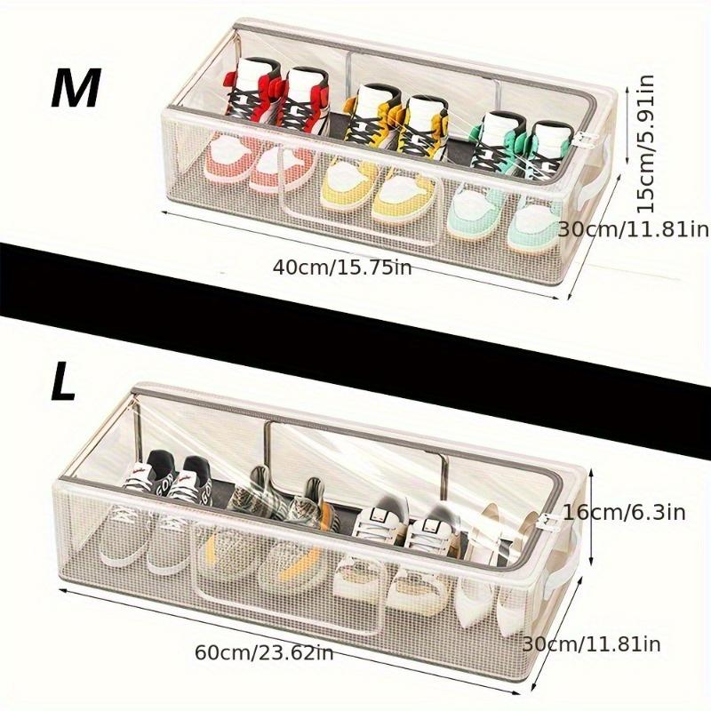 Contemporary Rectangle Shoe Organizer Box, Non-Waterproof, Multipurpose Storage with Steel Frame Support
