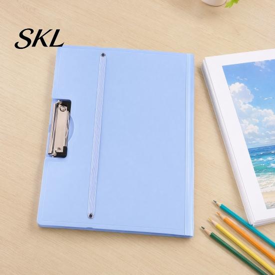 Wear-resistant File Holder Folder for A3 Size Paper, Document Organizer with Metal Plastic Clip, Solid Color Clipboard Home School Office Supplies