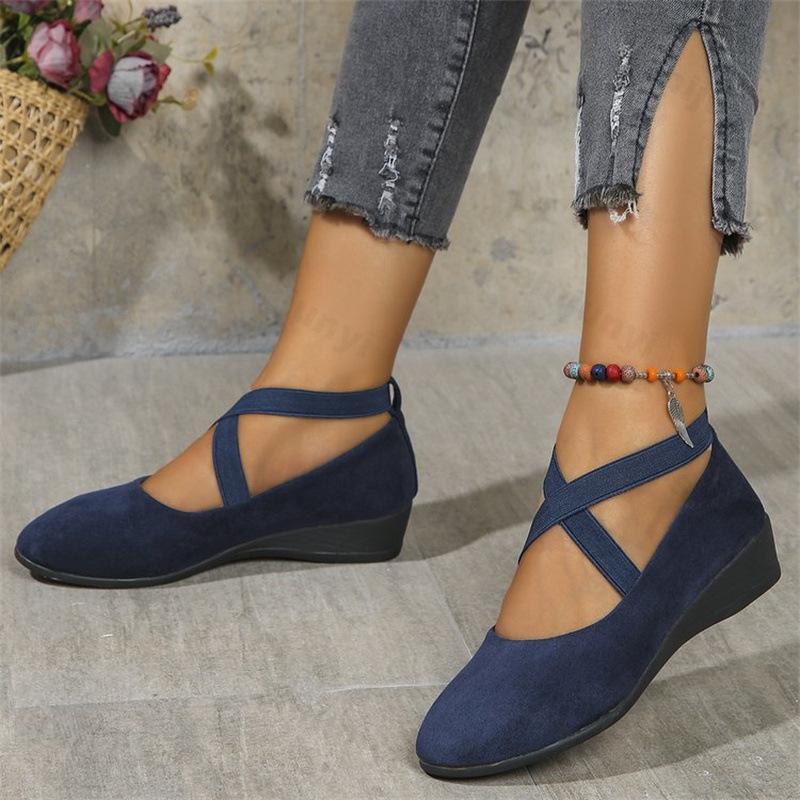 Dames Balletschoenen met Sleehak Retro Mary Jane Schoenen Antislip Enkel Elastische Band Ronde Neus Dames Sneakers 2025 Lente Casual Schoenen