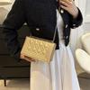 Trendy Chic Pu Leather Quilted Chain Shoulder Bag For Women 2023 Winter Fashion Small Square Bag