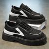 Fashion Black Men's Platform Shoes Niche Design Retro Casual Sneakers Trendy All-match Height-increasing Vulcanized Shoes 2025