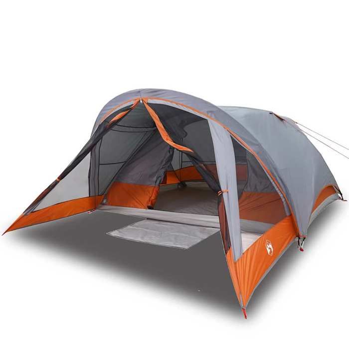 VidaXL 4-Person Cabin Camping Tent Grey Orange Waterproof, Tent, Camping Shelter, Garden Shelter, Tent of 94715