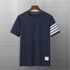Men's 2022 Summer Four-Bar Short-Sleeve Printed T-Shirt, Loose Fit, Trendy Round Neck Tops