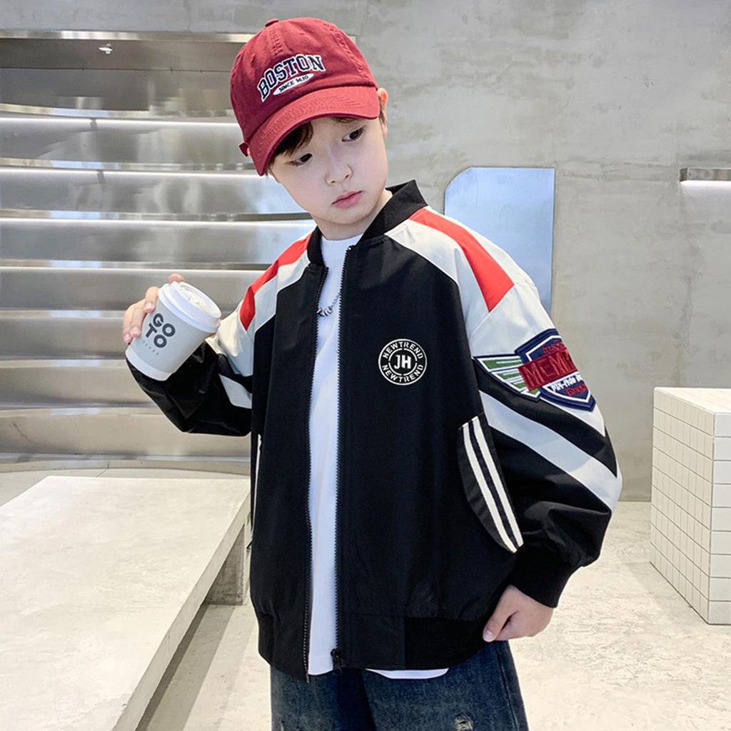 Boys' Trendy Spring & Autumn 2025 Baseball Jacket - Medium/Large Sizes