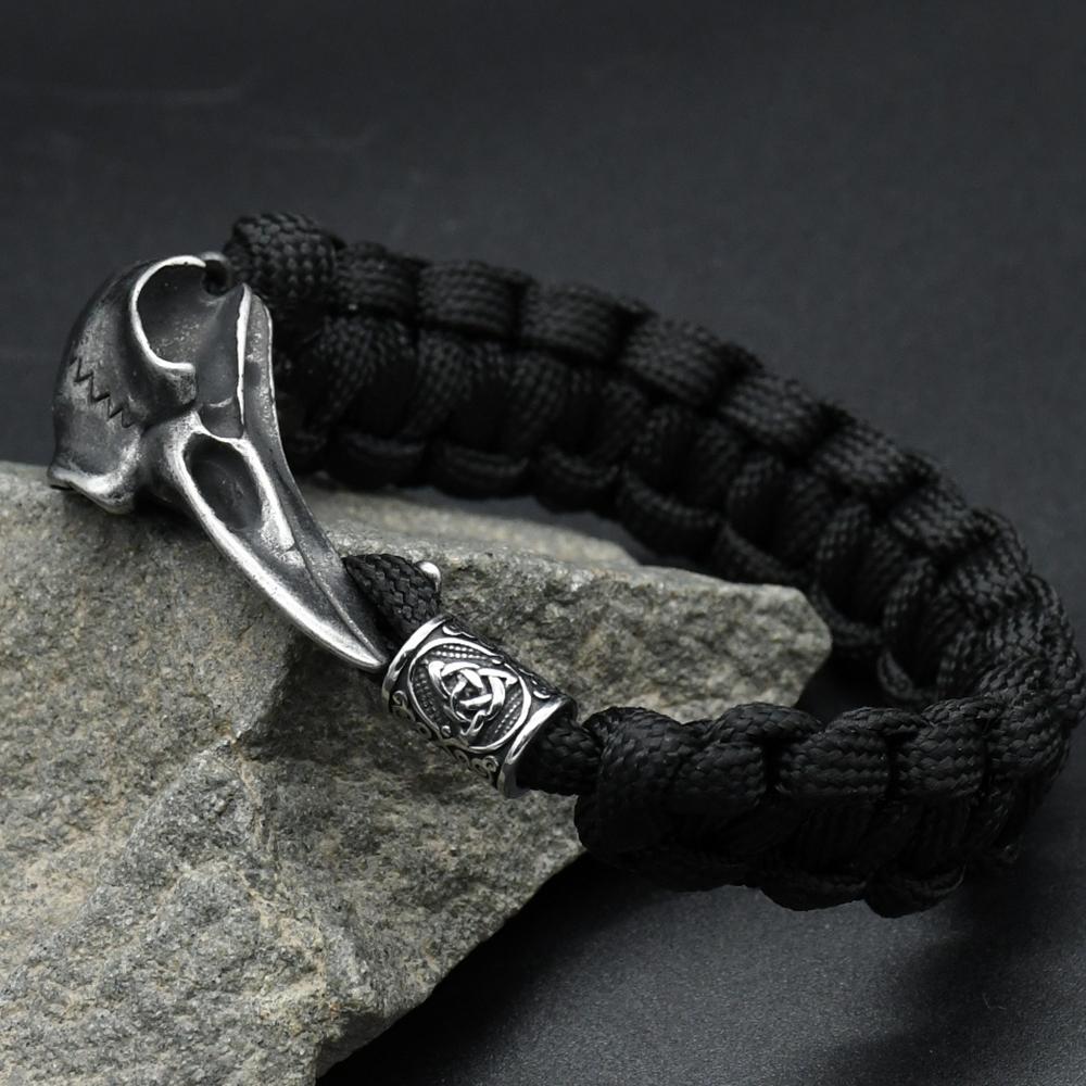 Roestvrij Staal Viking Odin Raaf Schedel Armband Mannen Vrouwen Gotisch Diy Valkut Teiwaz Kralen Wicca Sieraden Accessoires