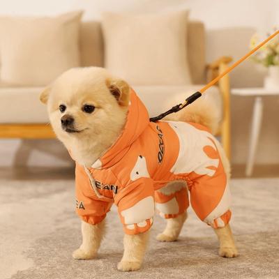 Warm Dog Winter Clothes Anti-Shedding Thick Four-legged Clothing Cartoon Splash-proof Dog Fleece Jacket Autumn Winter