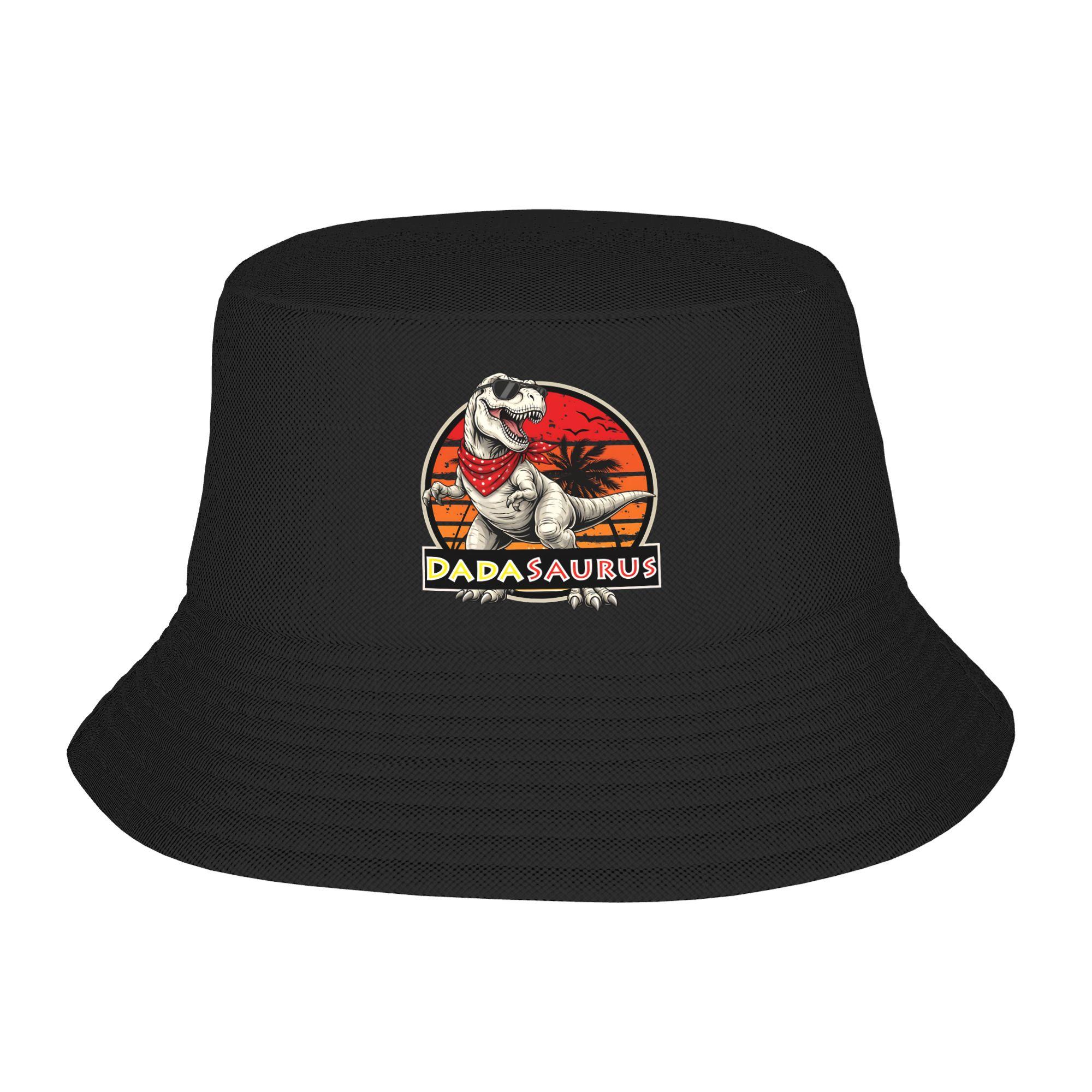 Dadasaurus Bucket Hat For Couple  FisherUnisex Hats Funny Vacation Caps Personality Street Style Custom DIY Visor Hats One Size