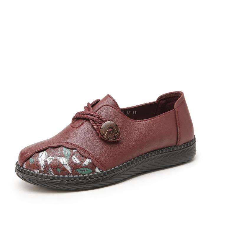 slip resistant shoes for women 2024 new spring ballet flats ladies vintage loafer shoes with string button retro mother flats