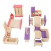 Wooden Simulation Toy Solid Wood Children Play House Small Furniture Toy Set for Children
