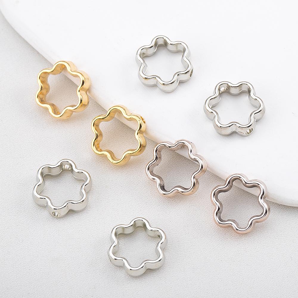 50pcs Two Hole CCB Square Love Heart Frame Spacer Beads DIY Necklace Bracelet Earrings Connectors Pendants Jewelry Accessories
