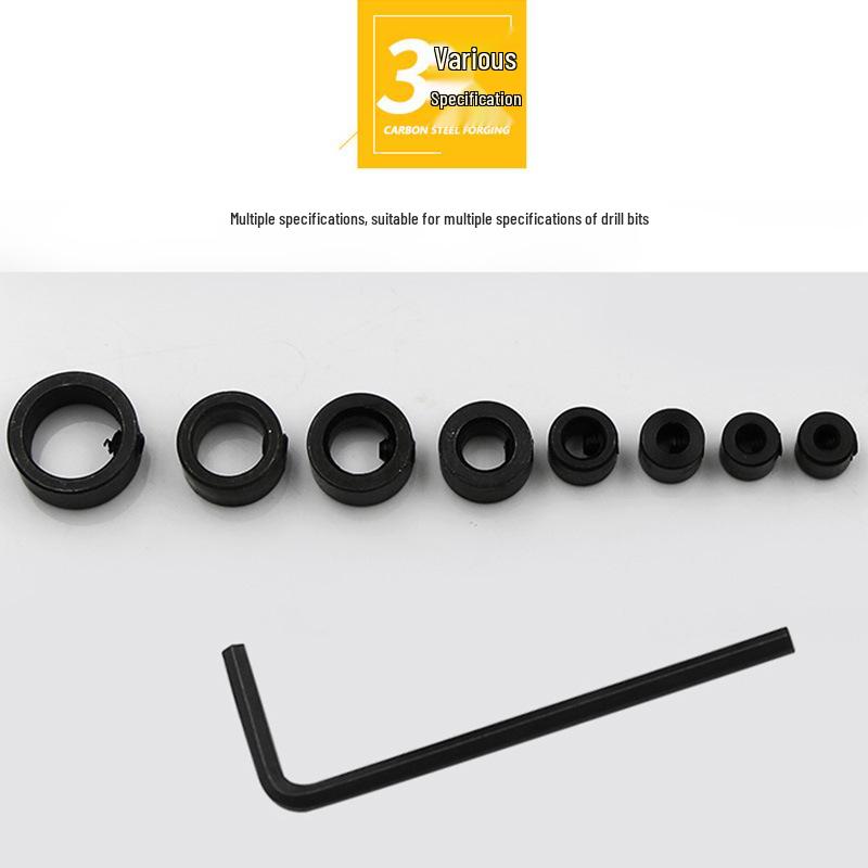 3-16mm Depth Stop Drill Bit Clamp with Wrench for Wood Tenon Positioning