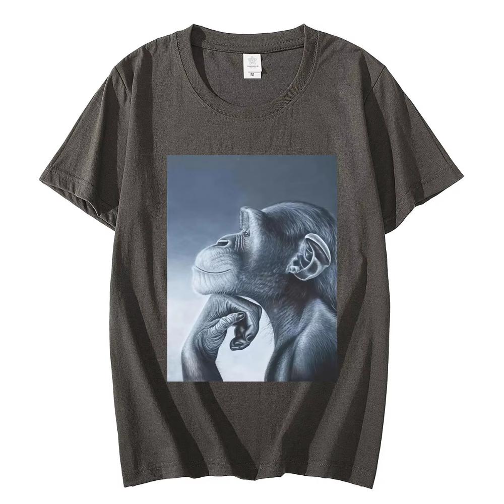 Funny Rage Bait Monkey Meme T-shirts Fashion Vintage Short Sleeve T-shirts Men Women Clothing Summer Cotton T Shirt