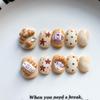 Hand-Painted Press-On Nails Short Square Cat Eye Design Cute Kawaii Style Wearable Nail Tips Women