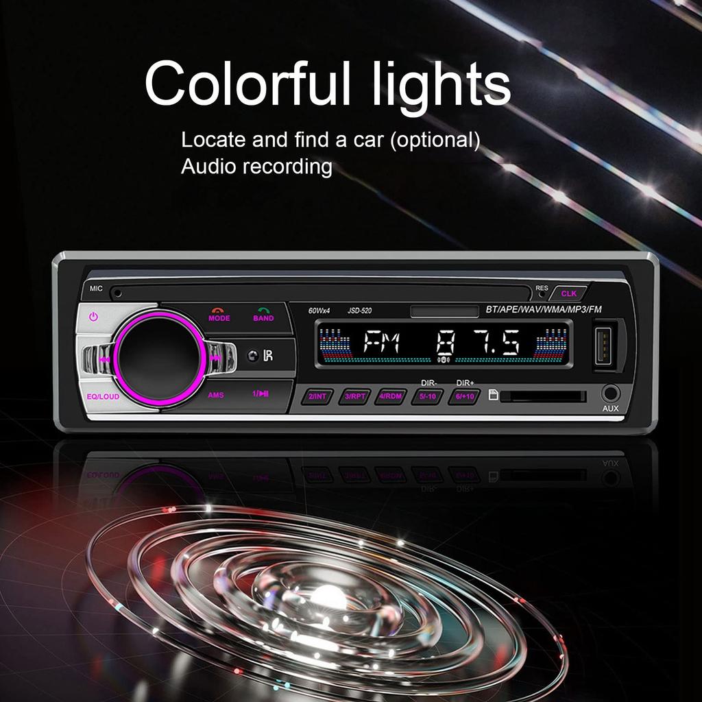 Car Radio Player, Car Stereo Receiver with LED Display, USB 2.0 Input Player, Bluetooth