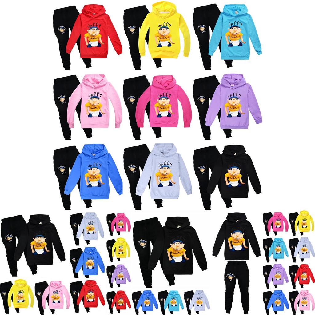 Jeffy Puppet Hoodies voor kinderen, casual trainingspakken voor lente en herfst, met heldere digitale print en verfijnde stiksels.