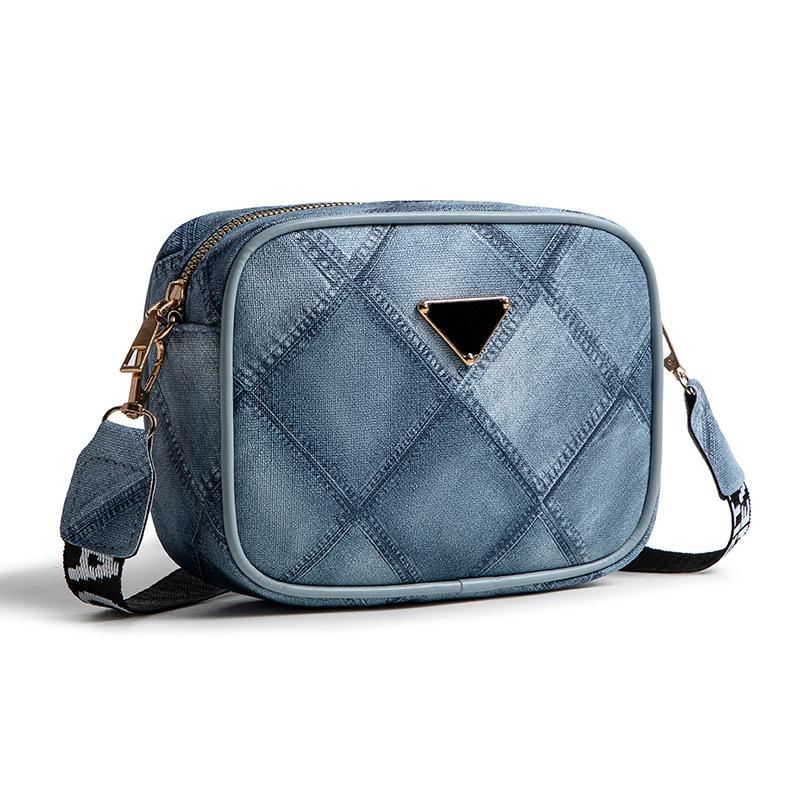 Trend Denim Pattern Small Square Bag Lis Fashion Gradual Change Color Diamond Crossbody Shoulder Women's Bag Mobile Phone Bag