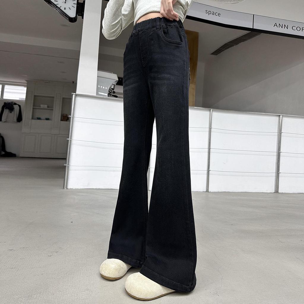 Girls' Black Slim Flared Jeans - Spring/Autumn 2025 Collection