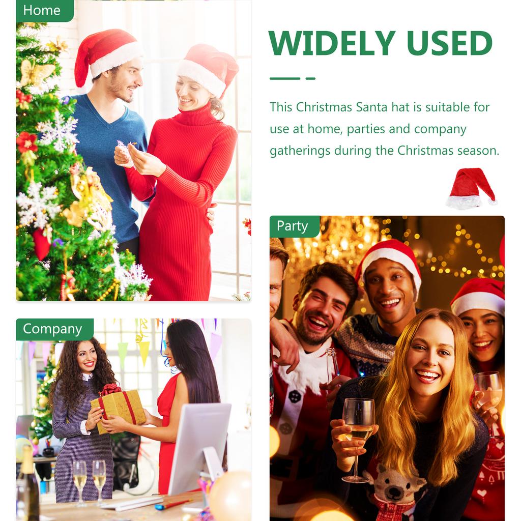 Santa Hat Christmas Hats Thickened Design Festive Wearable Ornament for Office Party Home Decoration New Year Celebration Xmas