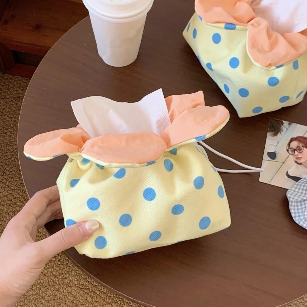 Multipurpose Flower Tissue Box Lightweight Tissue Storage Bag Cute Drawstring Tissue Box Dormitory