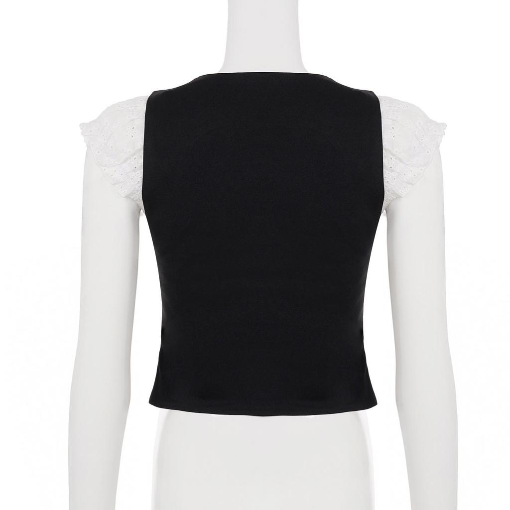 Vintage Preppy Two-Piece Spliced Vest: Sleek & Sexy Crop Top